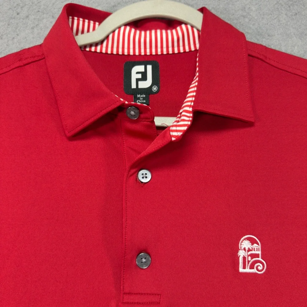 FootJoy Mens Performance Golf Polo Shirt Red Short Sleeve Embroidered Logo M
